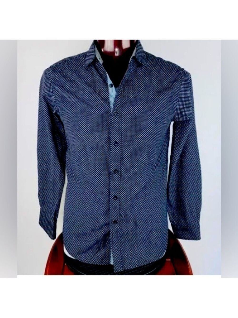 🔥NEW w/TAGS🔥Sahara Club Men’s Med Dress Shirt Blue w/black square Pattern